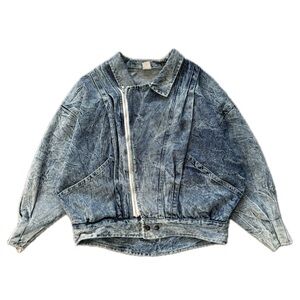 Vintage 80s Acid Wash Denim Bomber - Men’s M